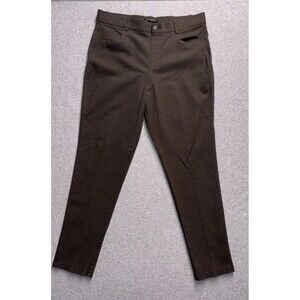 Mario Serrani Italy Womens Textured Pull On Pants Size L Olive Geometric Stretch